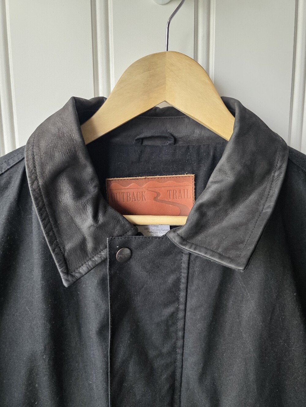 Outback Trail Foxfire Aussie Pathfinder Black Waxed Oilskin Bomber Jacket Mens L - Picture 5 of 12